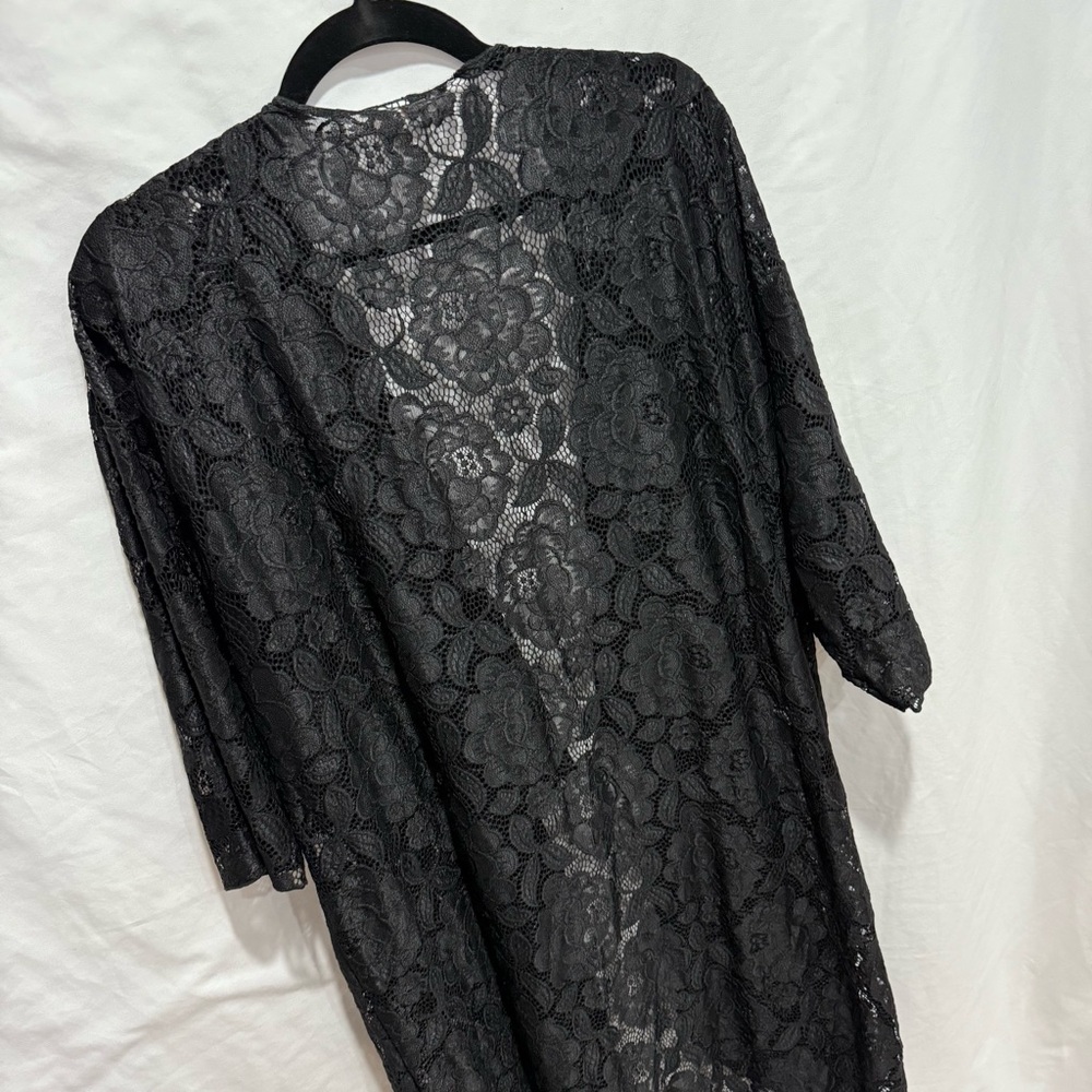 LuLaRoe Black‎ Lace Kimono Duster Cardigan Large Festival Whimsigoth Lingerie - Picture 12 of 14